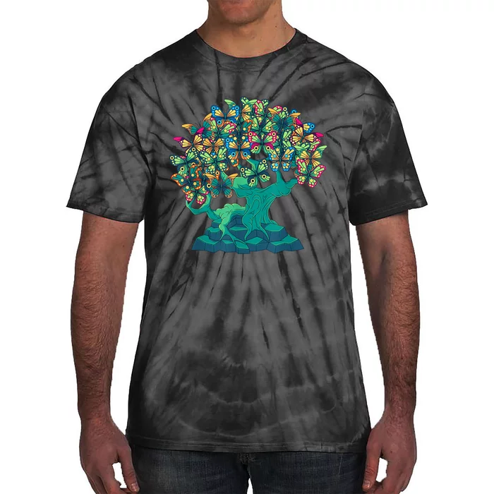 Funny Butterfly Tree Beautiful Art Tie-Dye T-Shirt