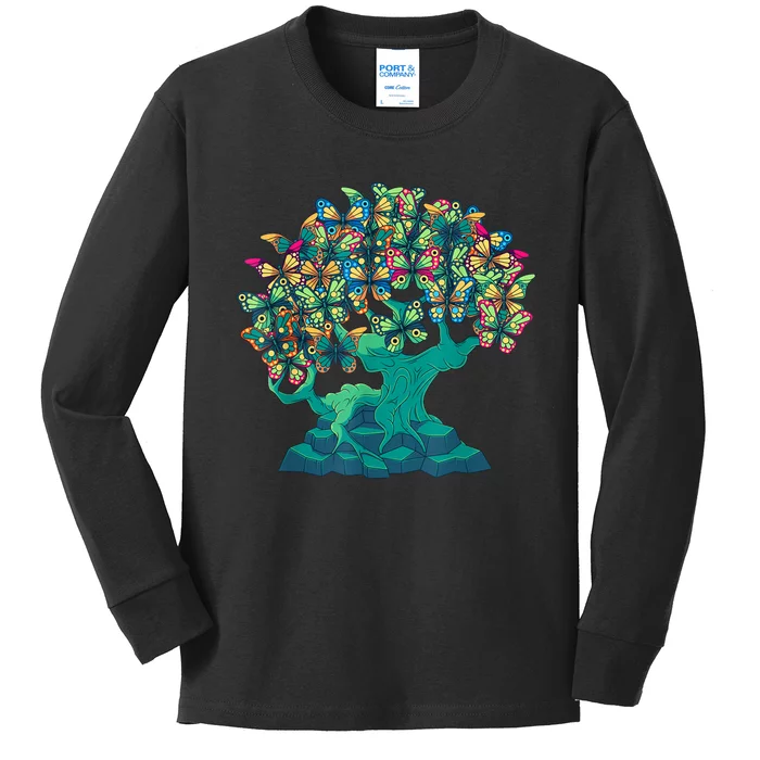 Funny Butterfly Tree Beautiful Art Kids Long Sleeve Shirt