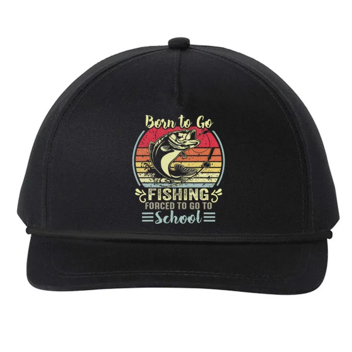 Funny Born To Go Fishing Bass Fish Fisherman Snapback Five-Panel Rope Hat