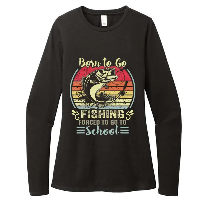 Funny Born To Go Fishing Bass Fish Fisherman Womens CVC Long Sleeve Shirt