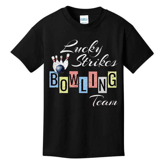 Funny Bowling Team Lucky Strikes Fun Bowler League Kids T-Shirt