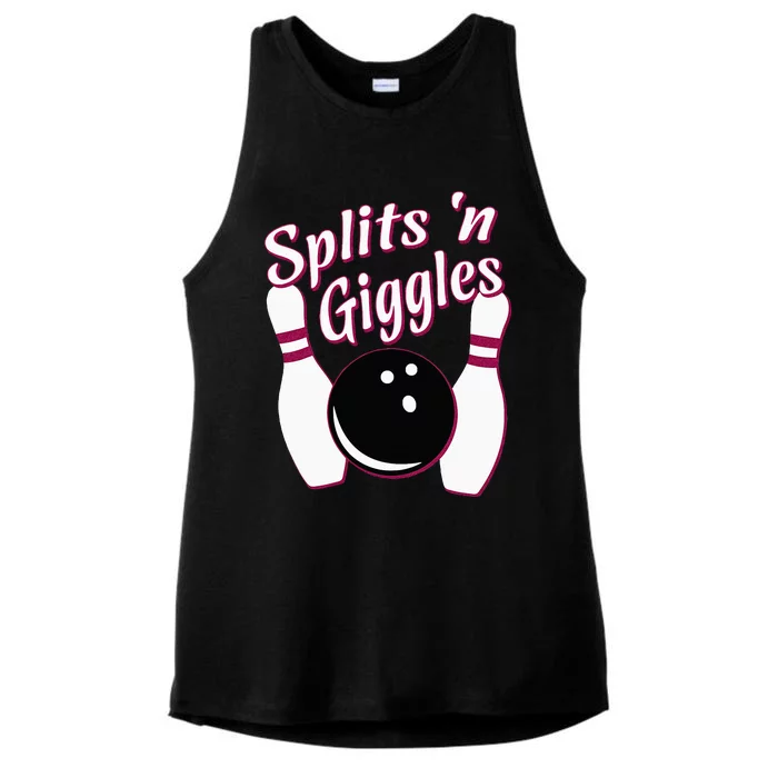 Funny Bowling Team Splits N Giggles Ladies Tri-Blend Wicking Tank