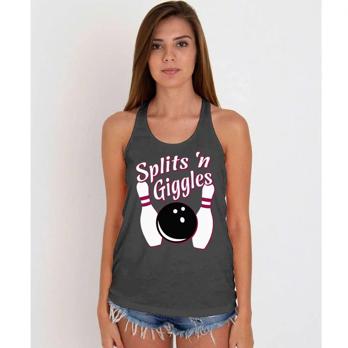 Funny Bowling Team Splits N Giggles Women's Knotted Racerback Tank