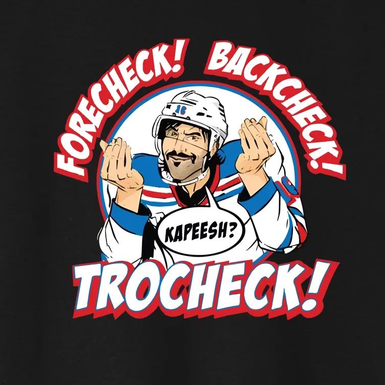 Forecheck Backcheck Trocheck Kapeesh Women's Crop Top Tee