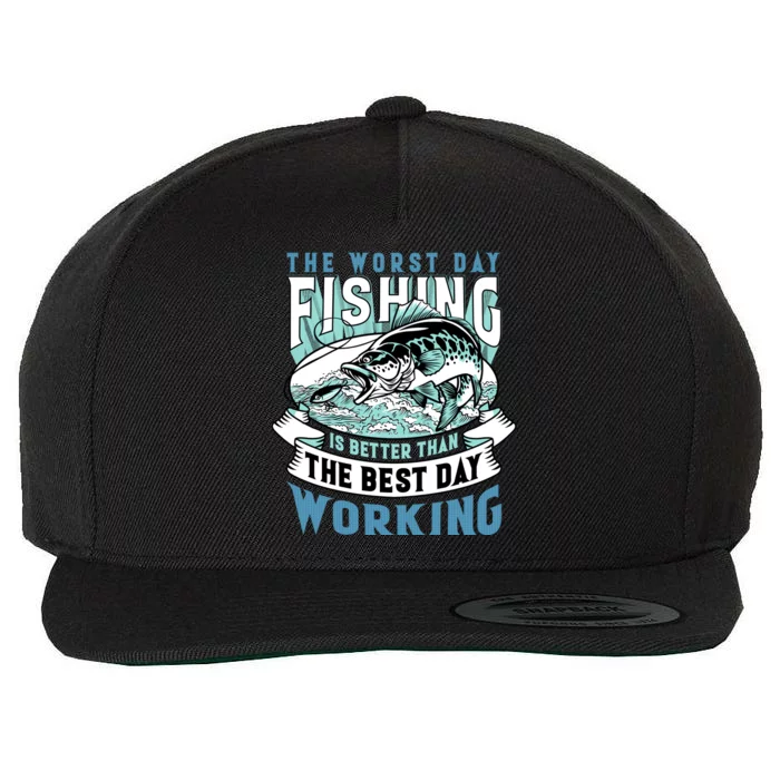 Fishing Better Than Working Wool Snapback Cap