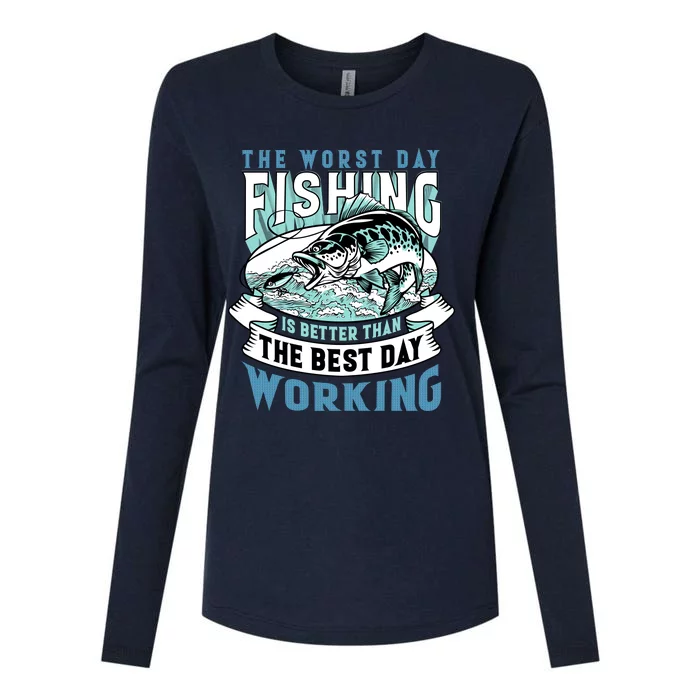 Fishing Better Than Working Womens Cotton Relaxed Long Sleeve T-Shirt