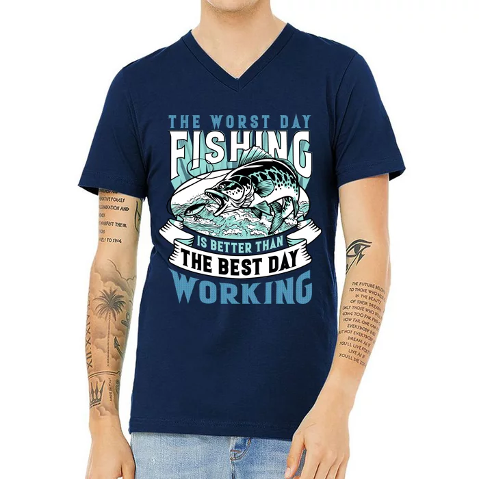 Fishing Better Than Working V-Neck T-Shirt