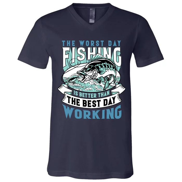 Fishing Better Than Working V-Neck T-Shirt