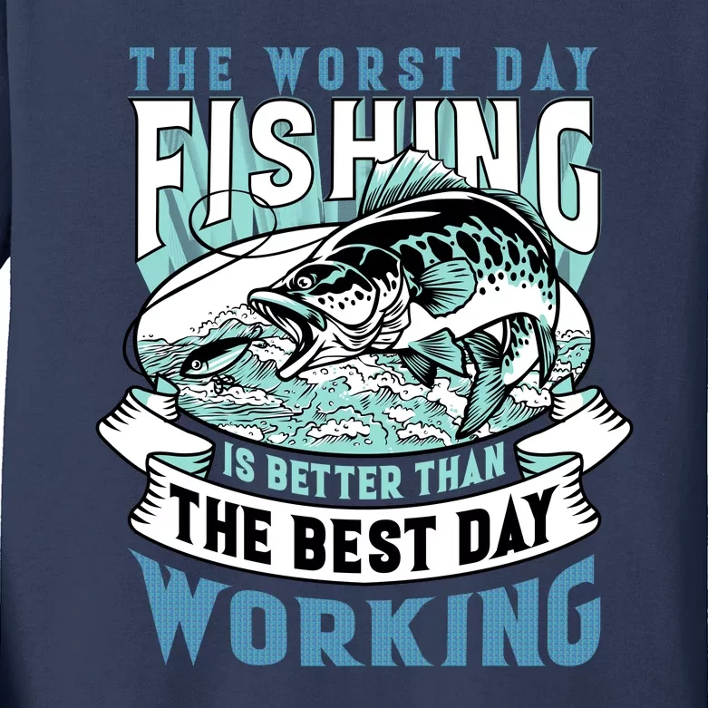 Fishing Better Than Working Kids Long Sleeve Shirt