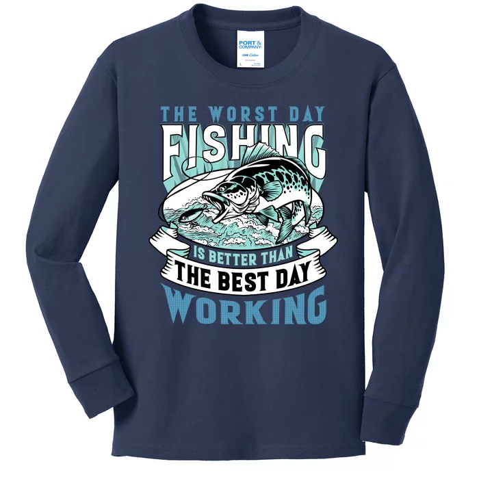 Fishing Better Than Working Kids Long Sleeve Shirt