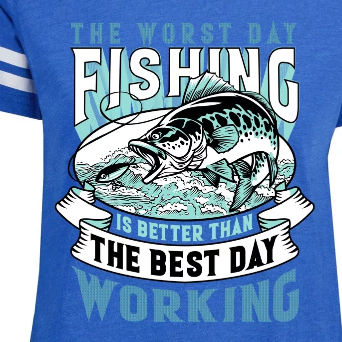 Fishing Better Than Working Enza Ladies Jersey Football T-Shirt