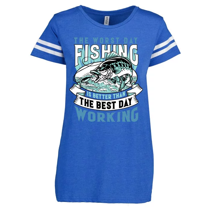 Fishing Better Than Working Enza Ladies Jersey Football T-Shirt