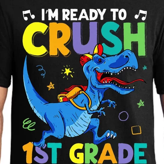 Funny Back To School I'm Ready To Crush 1st Grade Dinosaur Pajama Set