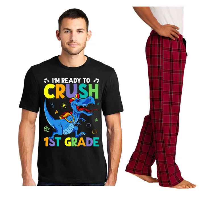 Funny Back To School I'm Ready To Crush 1st Grade Dinosaur Pajama Set