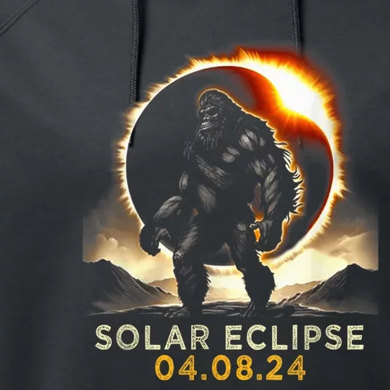 Funny Bigfoot Total Solar Eclipse 4.08.2024 Apparel Performance Fleece Hoodie