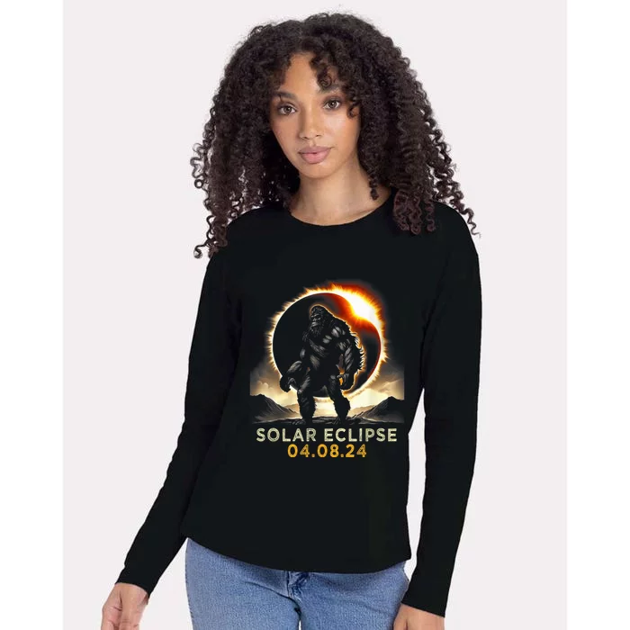 Funny Bigfoot Total Solar Eclipse 4.08.2024 Apparel Womens Cotton Relaxed Long Sleeve T-Shirt