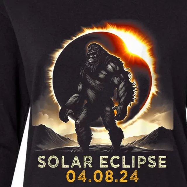 Funny Bigfoot Total Solar Eclipse 4.08.2024 Apparel Womens Cotton Relaxed Long Sleeve T-Shirt