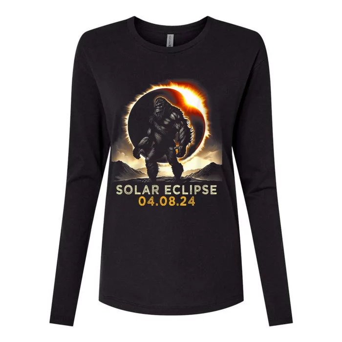 Funny Bigfoot Total Solar Eclipse 4.08.2024 Apparel Womens Cotton Relaxed Long Sleeve T-Shirt