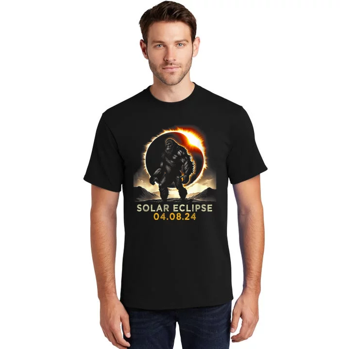 Funny Bigfoot Total Solar Eclipse 4.08.2024 Apparel Tall T-Shirt