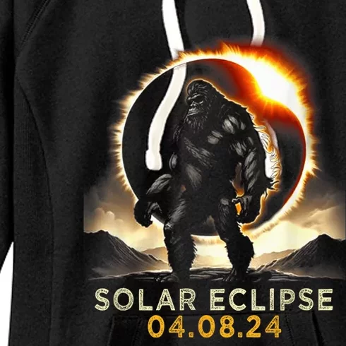 Funny Bigfoot Total Solar Eclipse 4.08.2024 Apparel Women's Fleece Hoodie