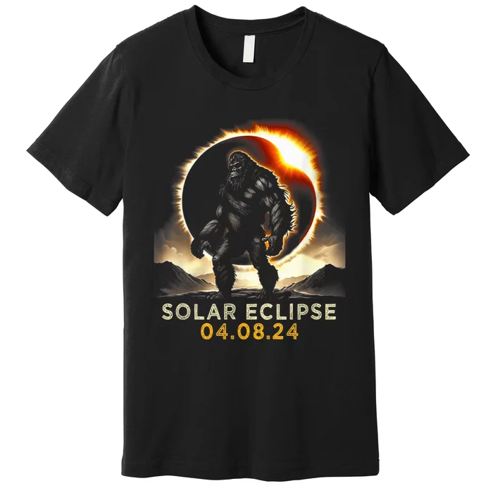 Funny Bigfoot Total Solar Eclipse 4.08.2024 Apparel Premium T-Shirt