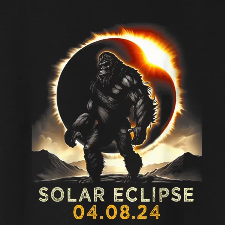 Funny Bigfoot Total Solar Eclipse 4.08.2024 Apparel Women's Crop Top Tee