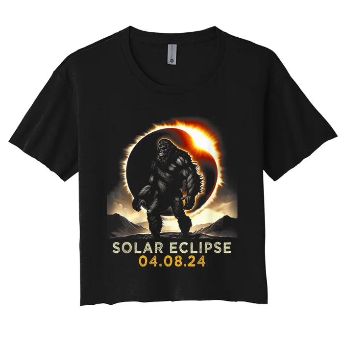 Funny Bigfoot Total Solar Eclipse 4.08.2024 Apparel Women's Crop Top Tee