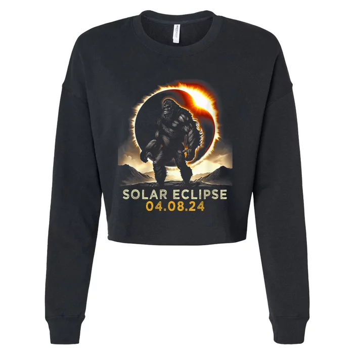 Funny Bigfoot Total Solar Eclipse 4.08.2024 Apparel Cropped Pullover Crew