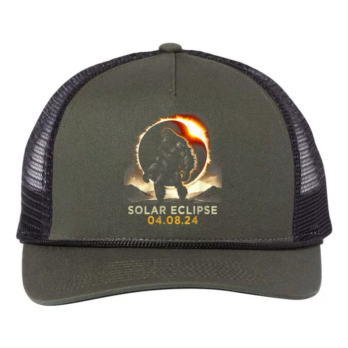 Funny Bigfoot Total Solar Eclipse 4.08.2024 Apparel Retro Rope Trucker Hat Cap