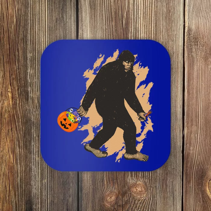 Funny Bigfoot Trick Or Treating Sasquatch Halloween Coaster