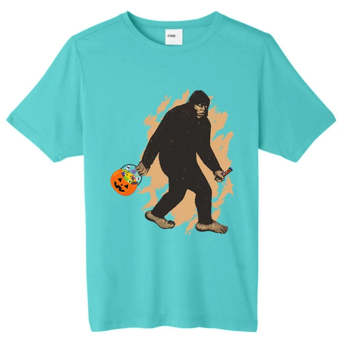 Funny Bigfoot Trick Or Treating Sasquatch Halloween ChromaSoft Performance T-Shirt