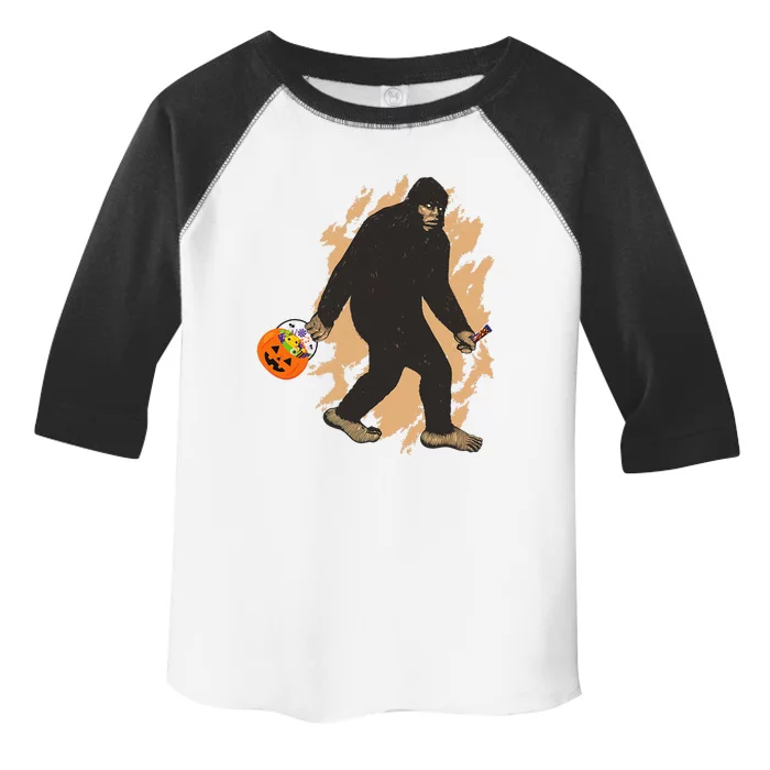 Funny Bigfoot Trick Or Treating Sasquatch Halloween Toddler Fine Jersey T-Shirt