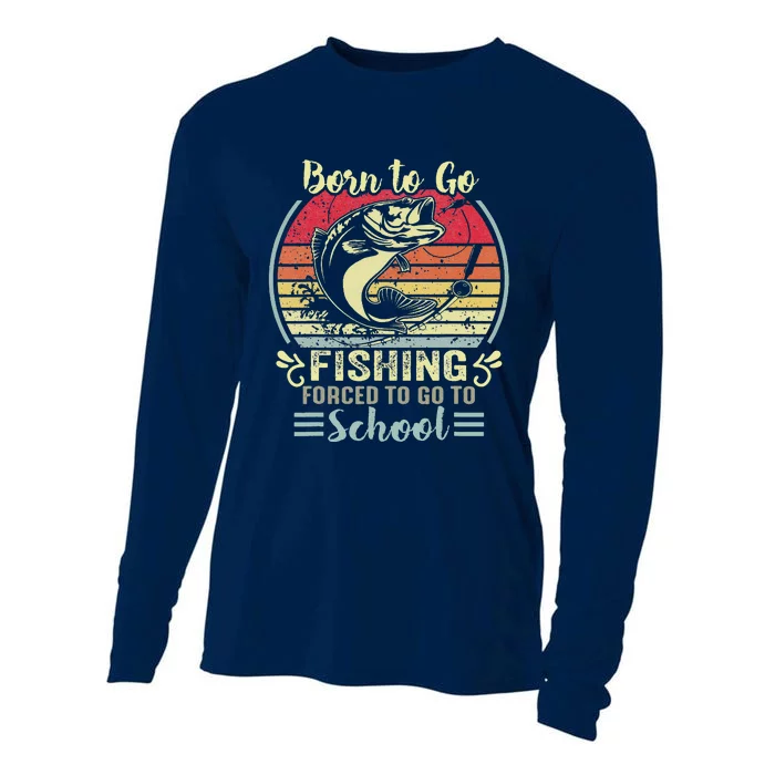 Funny Born To Go Fishing Bass Fish Fisherman Cooling Performance Long Sleeve Crew