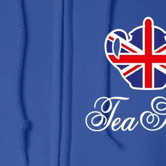 Funny British Tea Gift Uk Teapot Union Jack Flag Tea Pun Gift Full Zip Hoodie