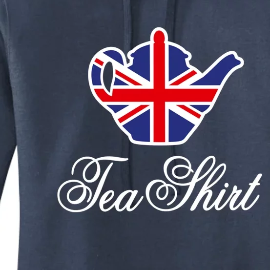 Funny British Tea Gift Uk Teapot Union Jack Flag Tea Pun Gift Women's Pullover Hoodie