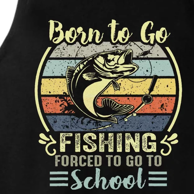 Funny Born To Go Fishing Bass Fish Fisherman Ladies Tri-Blend Wicking Tank