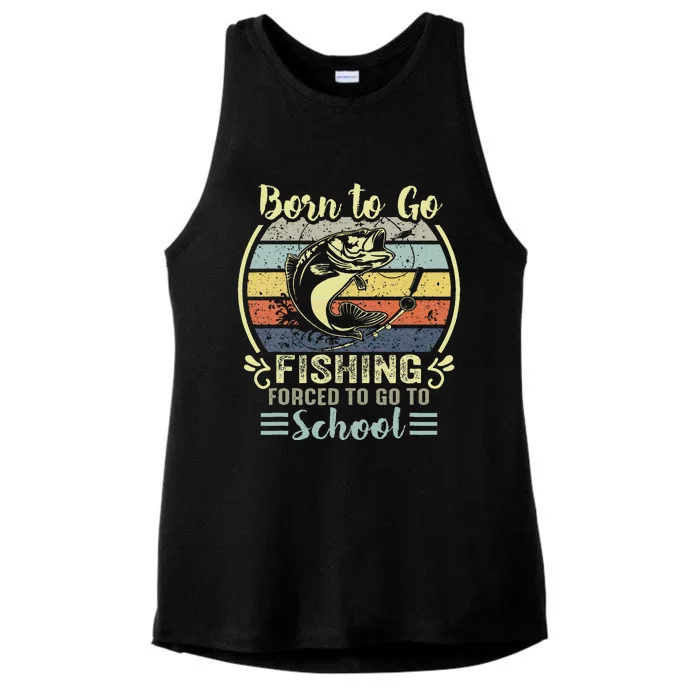 Funny Born To Go Fishing Bass Fish Fisherman Ladies Tri-Blend Wicking Tank