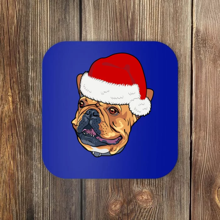 Funny Boston Terrier Bostie Dog Lover Christmas Santa Hat Gift Coaster