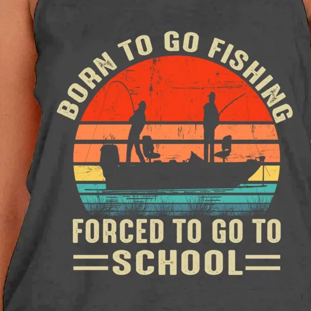 Funny Born To Go Fishing Bass Fish Fisherman Boy Women's Knotted Racerback Tank