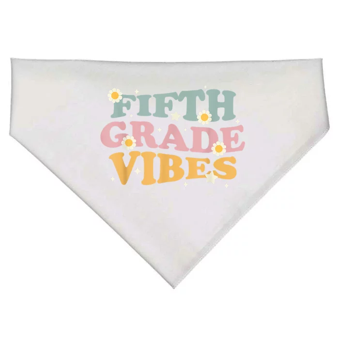 Funny Back To School Fifth Grade Vibes Teachers Vintage Gift USA-Made Doggie Bandana