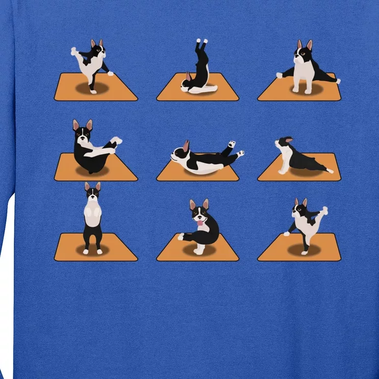 Funny Boston Terrier Dogs Yoga Poses Meditation Lovers Fans Gift Long Sleeve Shirt
