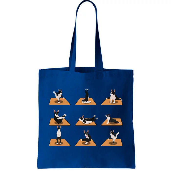 Funny Boston Terrier Dogs Yoga Poses Meditation Lovers Fans Gift Tote Bag