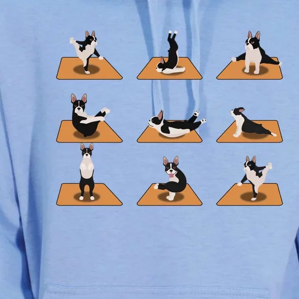 Funny Boston Terrier Dogs Yoga Poses Meditation Lovers Fans Gift Unisex Surf Hoodie