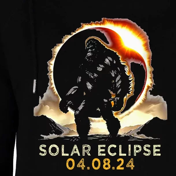 Funny Bigfoot Total Solar Eclipse 4.08.2024 Apparel Womens Funnel Neck Pullover Hood