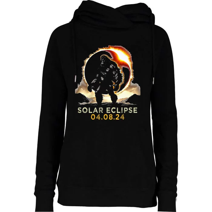 Funny Bigfoot Total Solar Eclipse 4.08.2024 Apparel Womens Funnel Neck Pullover Hood