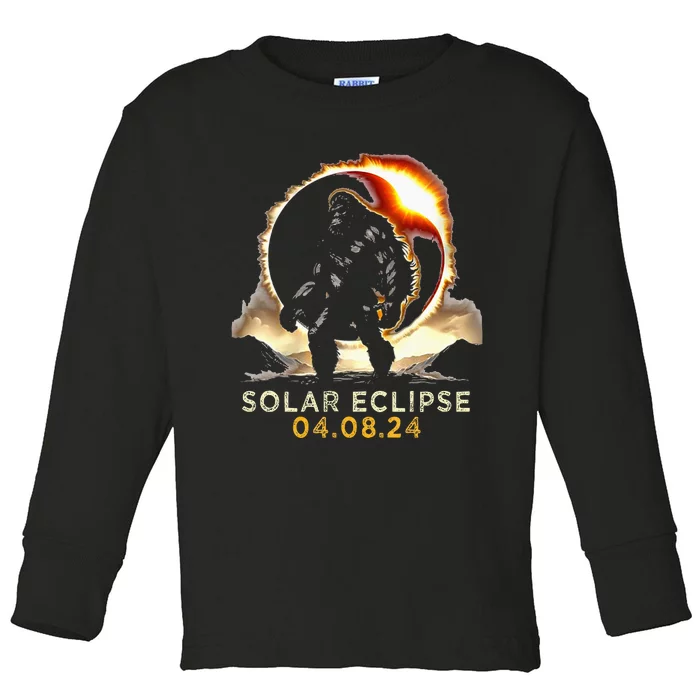 Funny Bigfoot Total Solar Eclipse 4.08.2024 Apparel Toddler Long Sleeve Shirt