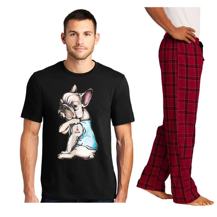 French Bulldog Tattoo I Love Mom Funny Dog Mothers Day Pajama Set