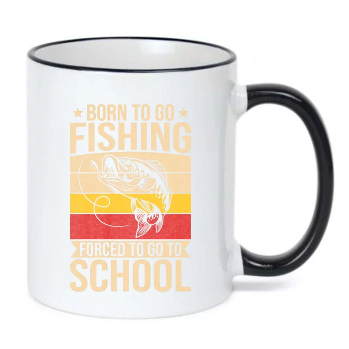 Fishing Born To Go Fishing Forced To Go To School Black Color Changing Mug