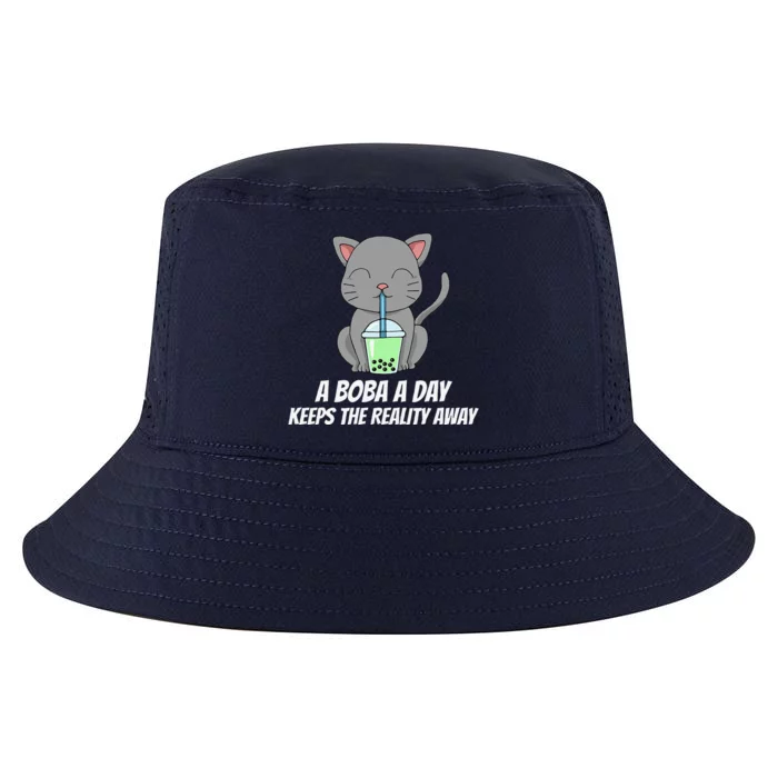 Funny Bubble Tea Cute Tee Cat Drinking Milk Tea Cool Comfort Performance Bucket Hat