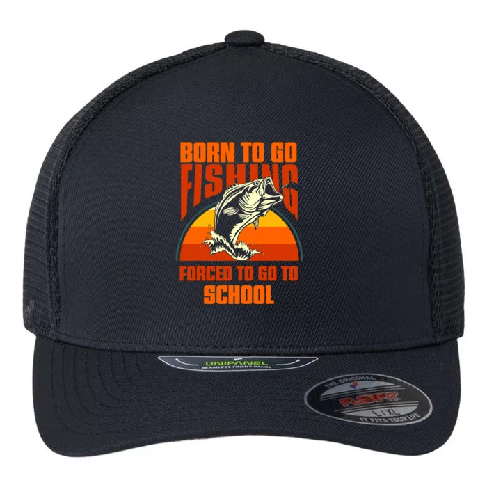 Funny Born To Go Fishing Bass Fish Fisherman Boy Flexfit Unipanel Trucker Cap